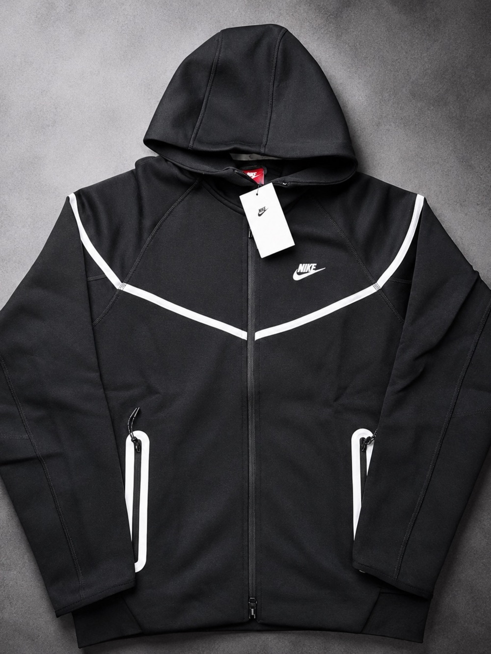 Nike Black Hooded Performance Jacket with White Trim